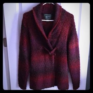 Woolrich Burgundy striped cardigan sweater